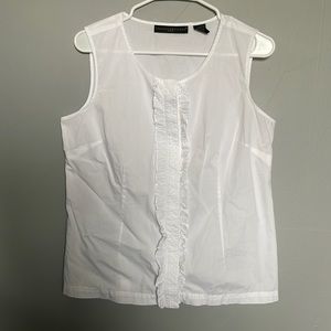 Preswick & Moore large petite white cotton sleeveless white top grandma coastal